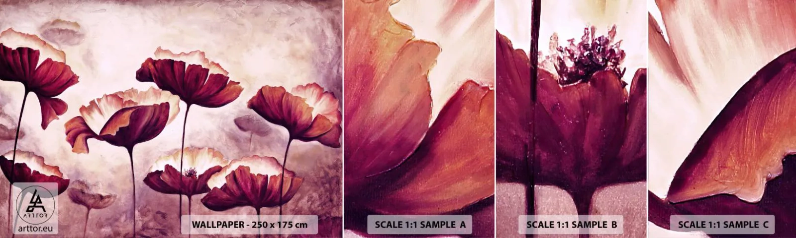 Prøve Fototapet Selvklæbende Deluxe Sticker - Rød og hvid flage - Abstraktion, Blomster, Stykke - 100x30 cm