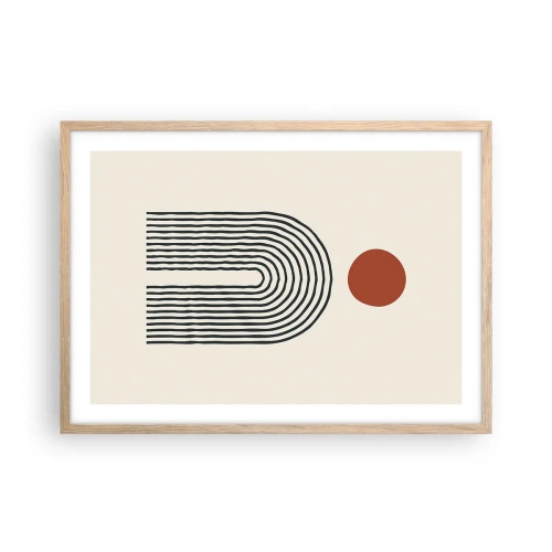 Plakat i ramme af lyst egetræ - Magnetisme af former og farver - 70x50 cm