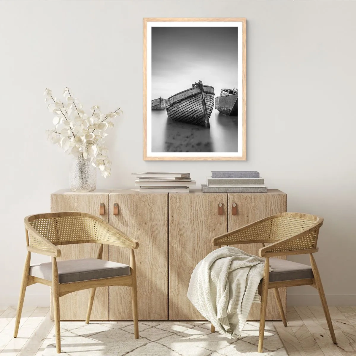 Plakat i ramme af lyst egetræ - Nu er det bare minder... - 40x50 cm