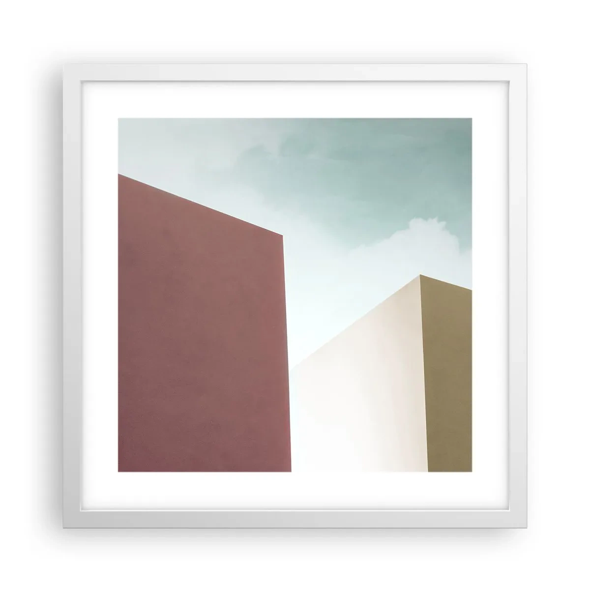 Plakat i hvid ramme - Geometri af en solrig sommer - 40x40 cm