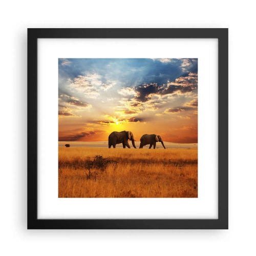 Plakat i sort ramme - Familievandring - 30x30 cm