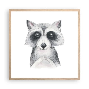 Plakat i ramme af lyst egetræ - Et øjeblik til at trække på skuldrene - 60x60 cm