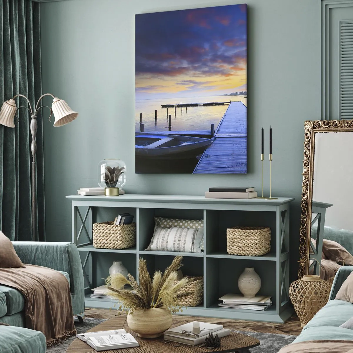 Lærredstryk - Billede på lærred - Violet-gylden sindsro - 50x70 cm