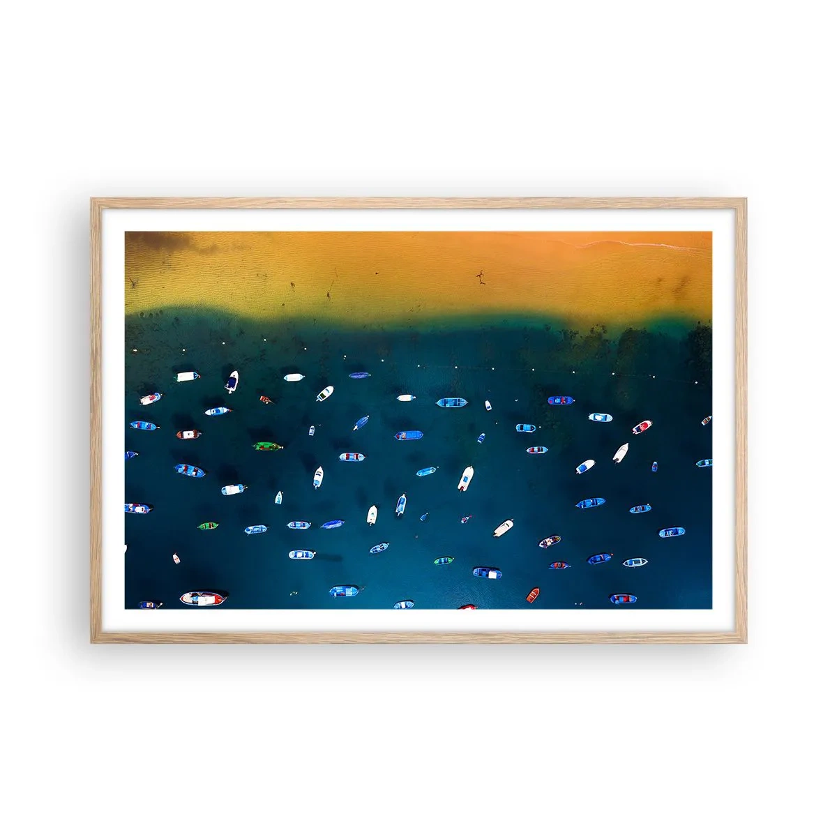 Plakat i ramme af lyst egetræ - En ferieleg - 91x61 cm