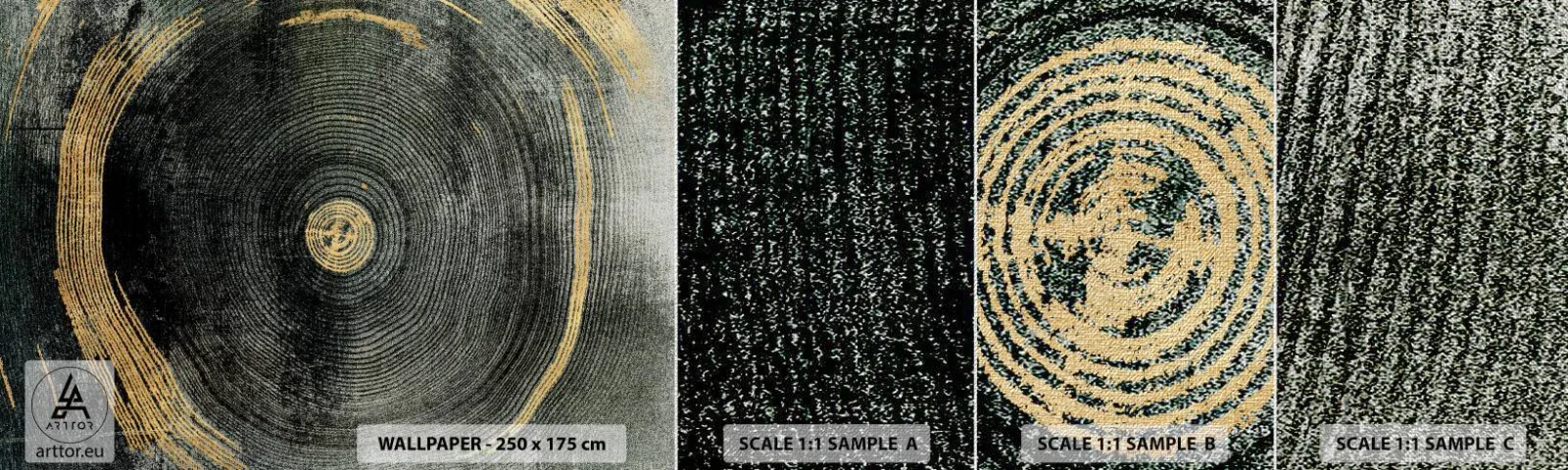 Prøve Fototapet Premium Canvas - Forandring og varighed - Mørk, Træ, Art Deco - 100x30 cm