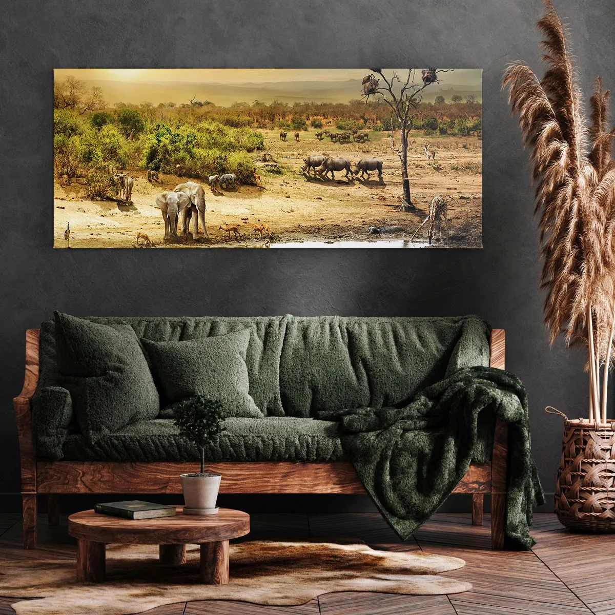 Lærredstryk - Billede på lærred - "Og ud af Eden flød en flod...". - 100x40 cm