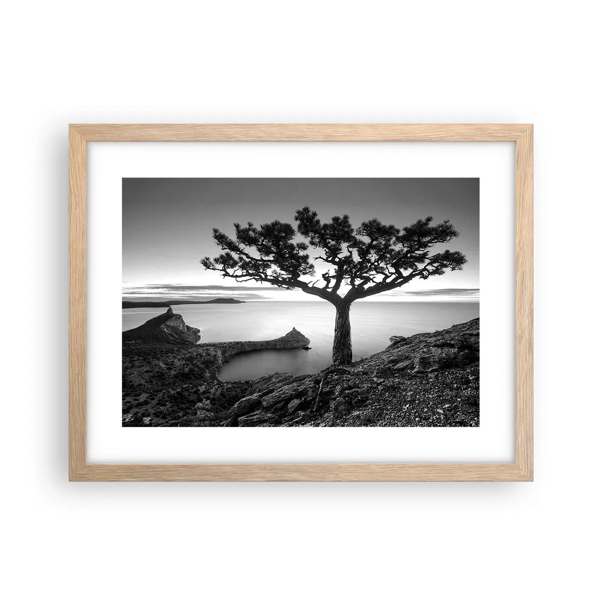 Plakat i ramme af lyst egetræ - Fred hele vejen til horisonten - 40x30 cm