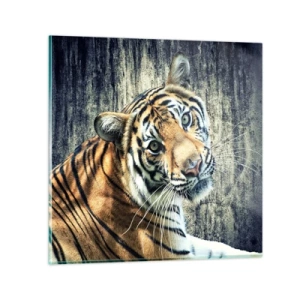 Billede på glas - Portræt i lysstrømme - 60x60 cm