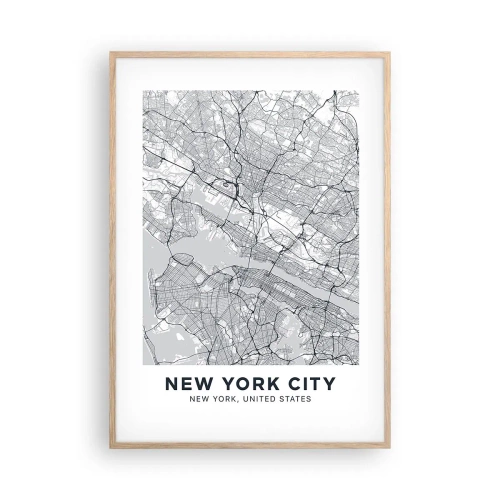 Plakat i ramme af lyst egetræ - Anatomi af en storby - 70x100 cm