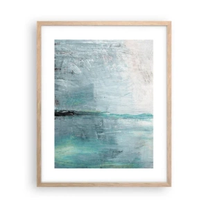 Plakat i ramme af lyst egetræ - Horisontalt med blå farve - 40x50 cm