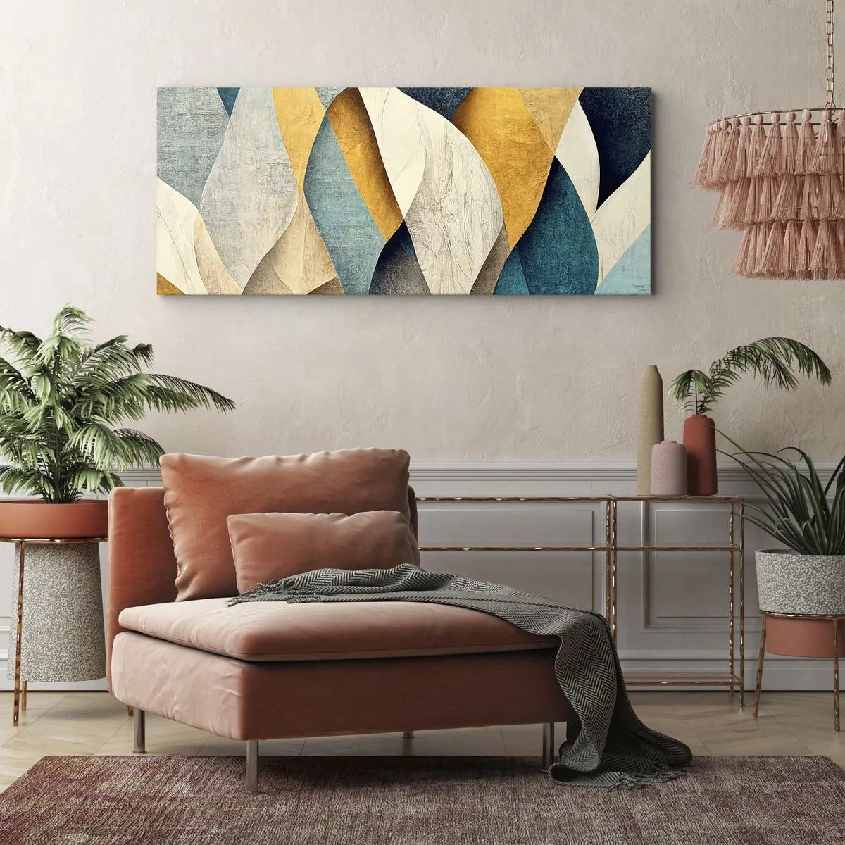Lærredstryk - Billede på lærred - Rytme og bølger - 160x50 cm