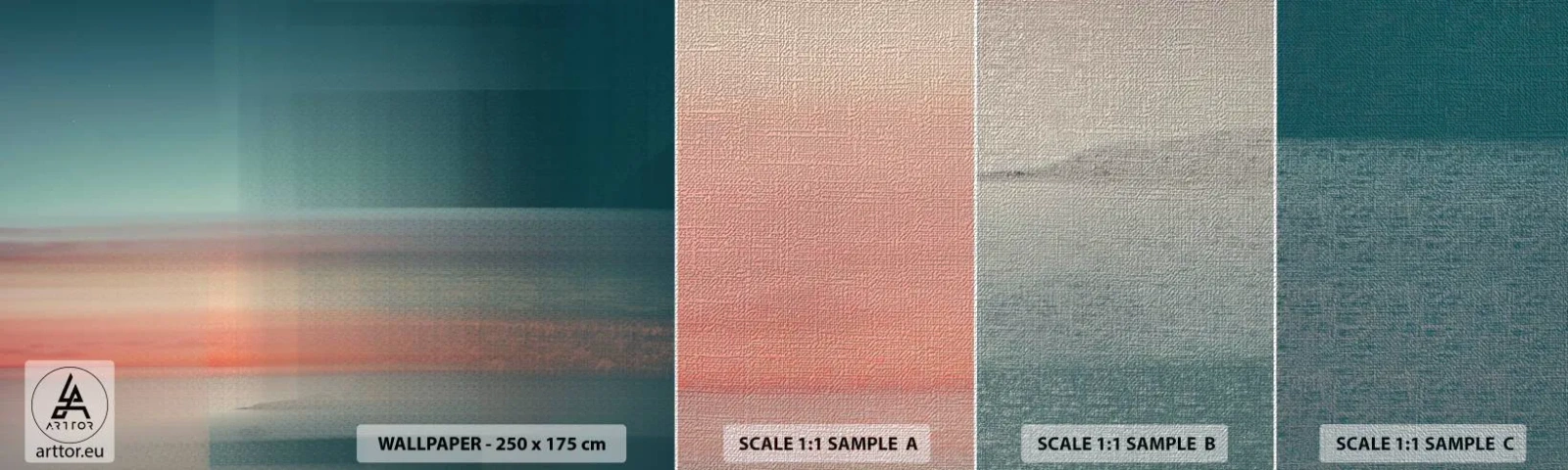 Prøve Fototapet Premium Canvas - Abstraktion: bølger af lys - Vand, Himmel, Minimalisme - 100x30 cm