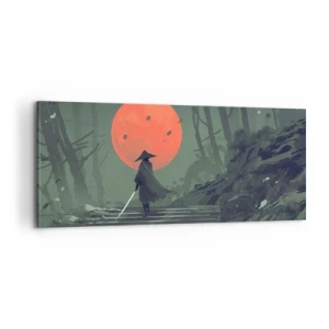 Lærredstryk - Billede på lærred - Den røde månes kriger - 100x40 cm