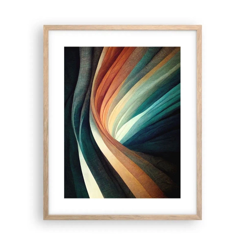 Plakat i ramme af lyst egetræ - Vævet af farver - 40x50 cm