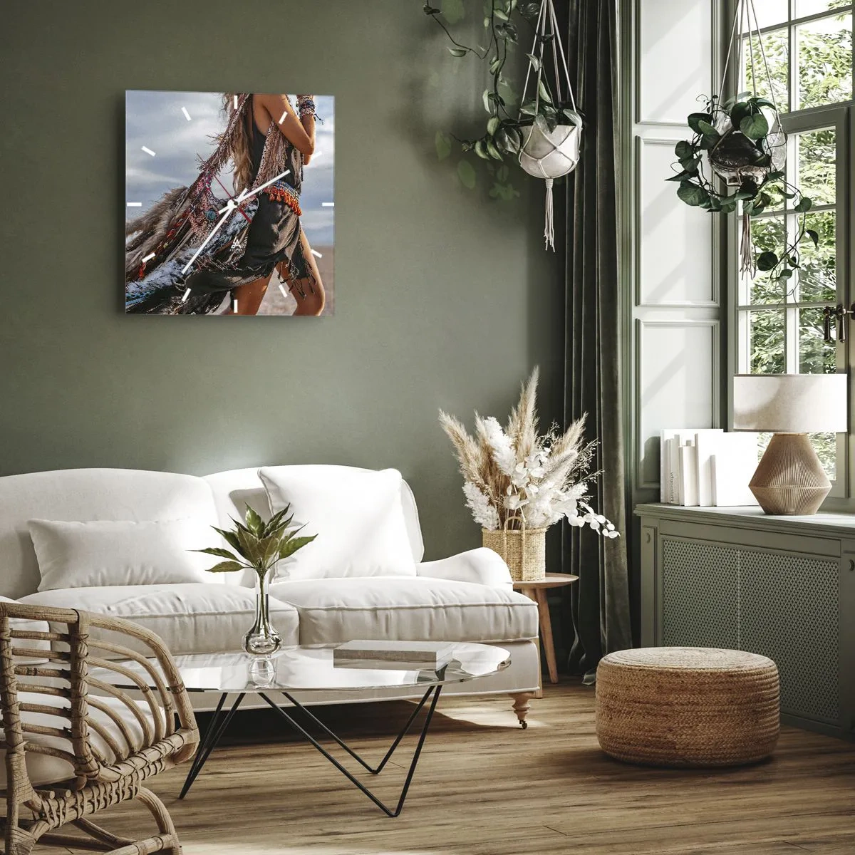 Vægur, Uret - Shamanens pige - 40x40 cm