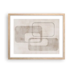 Plakat i ramme af lyst egetræ - Geometrisk fuga - 50x40 cm