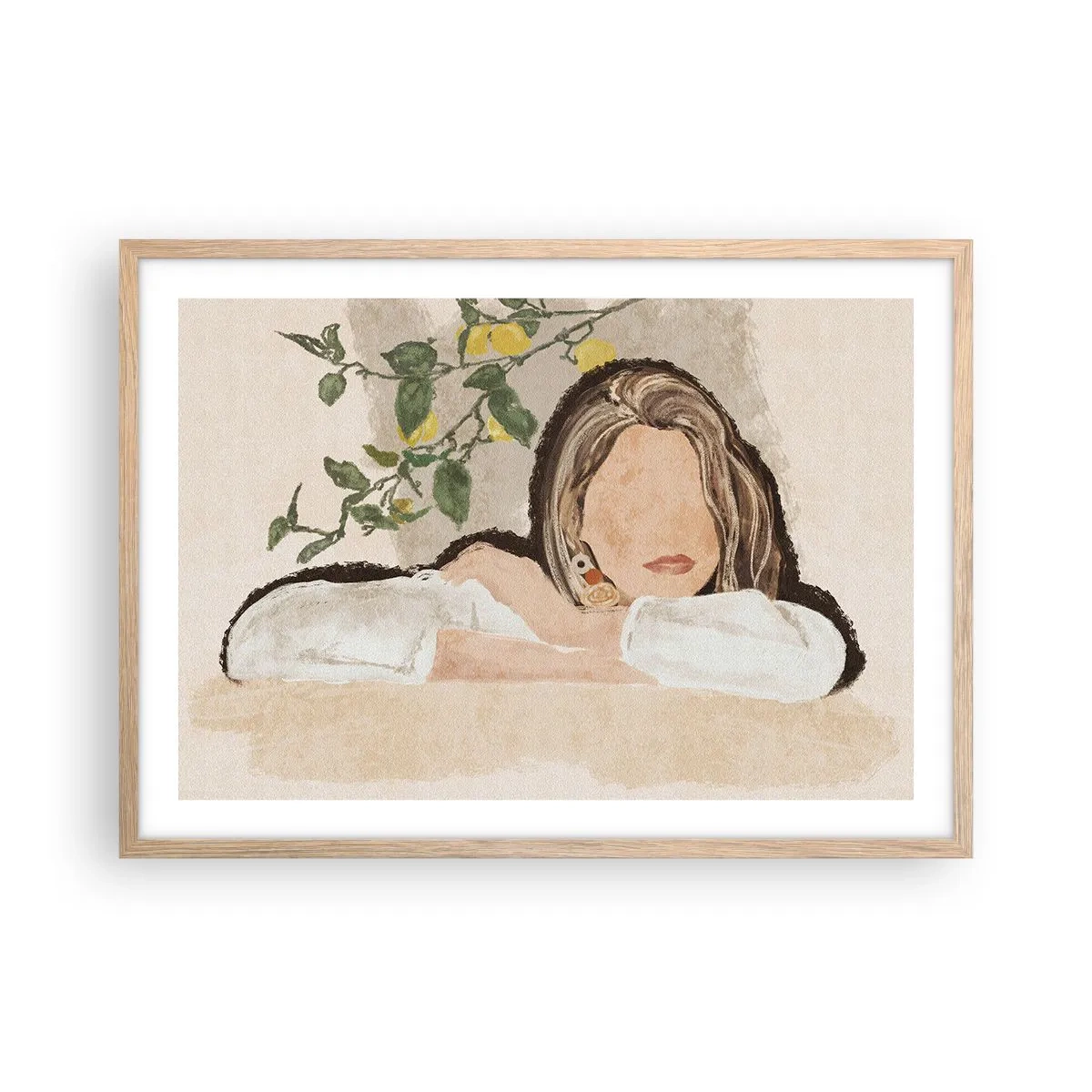 Plakat i ramme af lyst egetræ - Sydstaternes skønhed - 70x50 cm