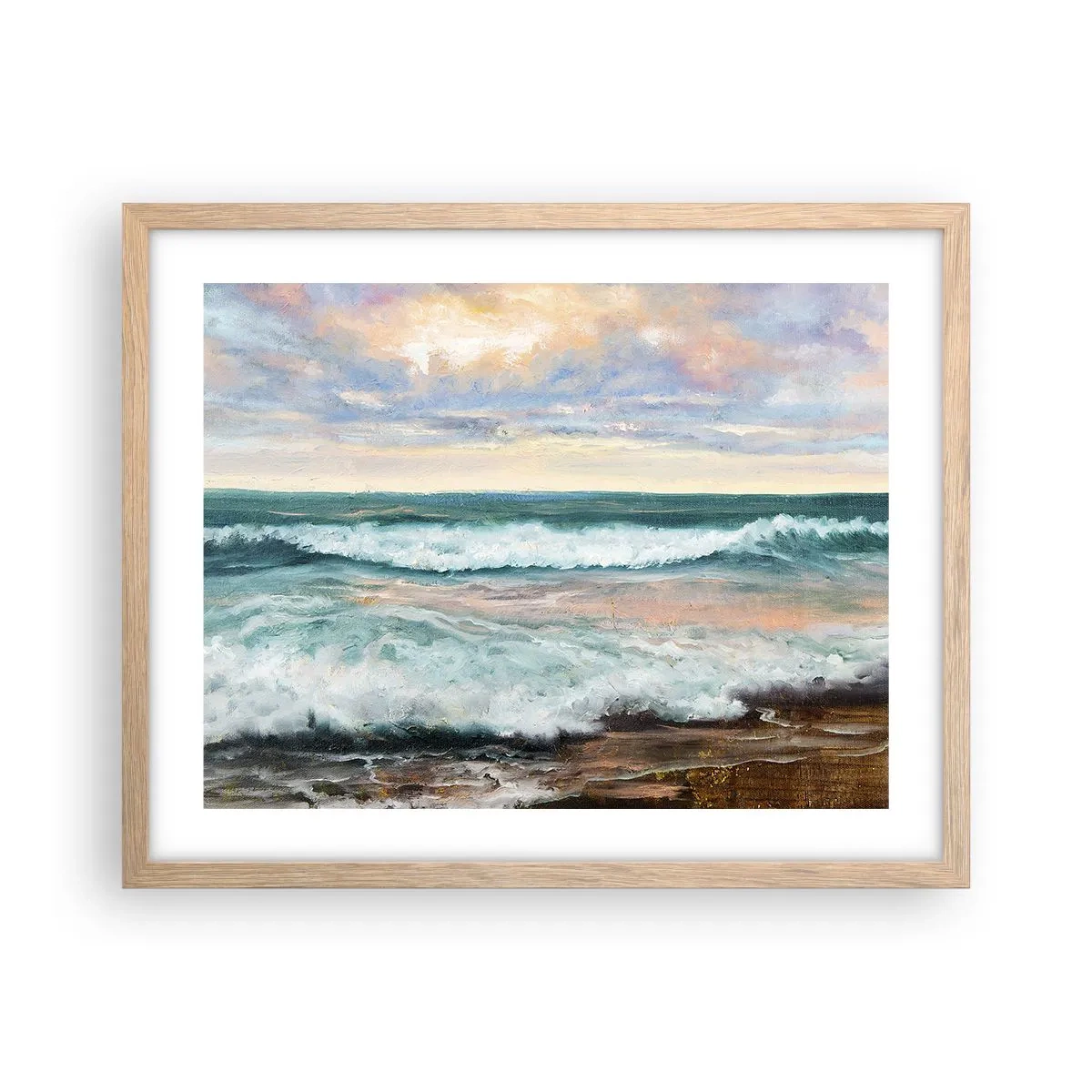 Plakat i ramme af lyst egetræ - Her vil du glatte din sjæl - 50x40 cm