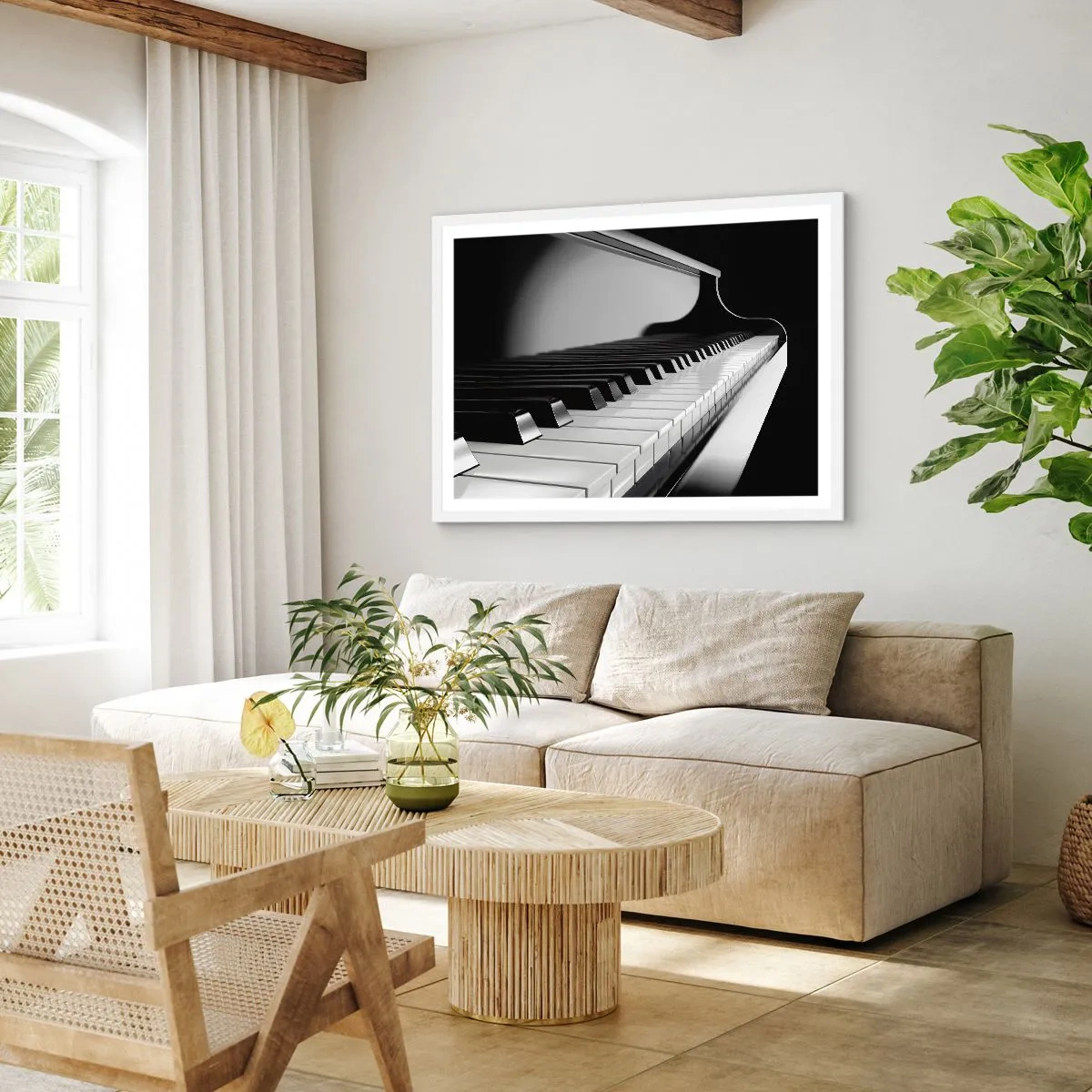 Plakat i hvid ramme - Harmoni af former og farver - 91x61 cm