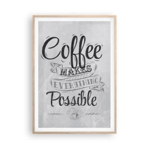 Plakat i ramme af lyst egetræ - Hvordan man ikke elsker kaffe - 70x100 cm