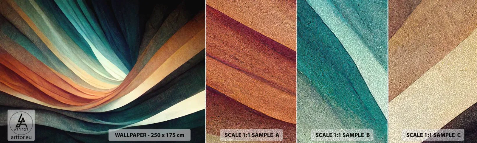 Prøve Fototapet Premium Sand - Vævet af farver - Stykke, Abstraktion, Linjer - 100x30 cm