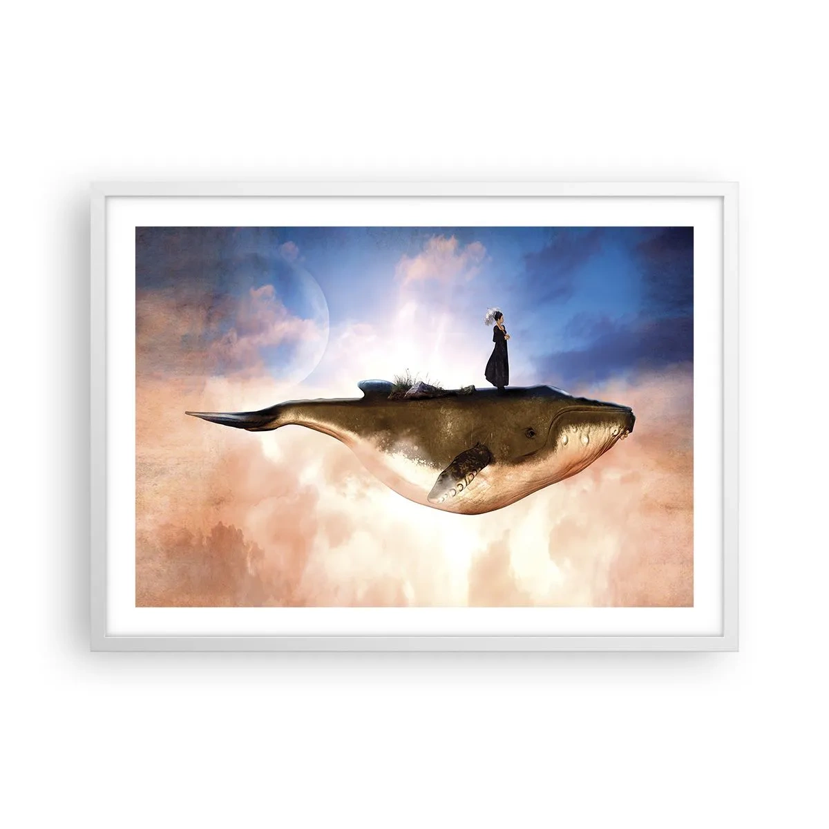 Plakat i hvid ramme - En surrealistisk rejse - 70x50 cm