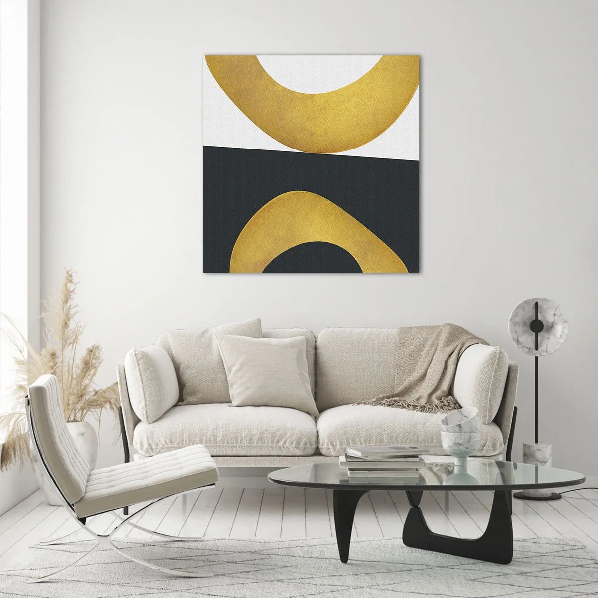 Billede på glas - Først: guld - 70x70 cm