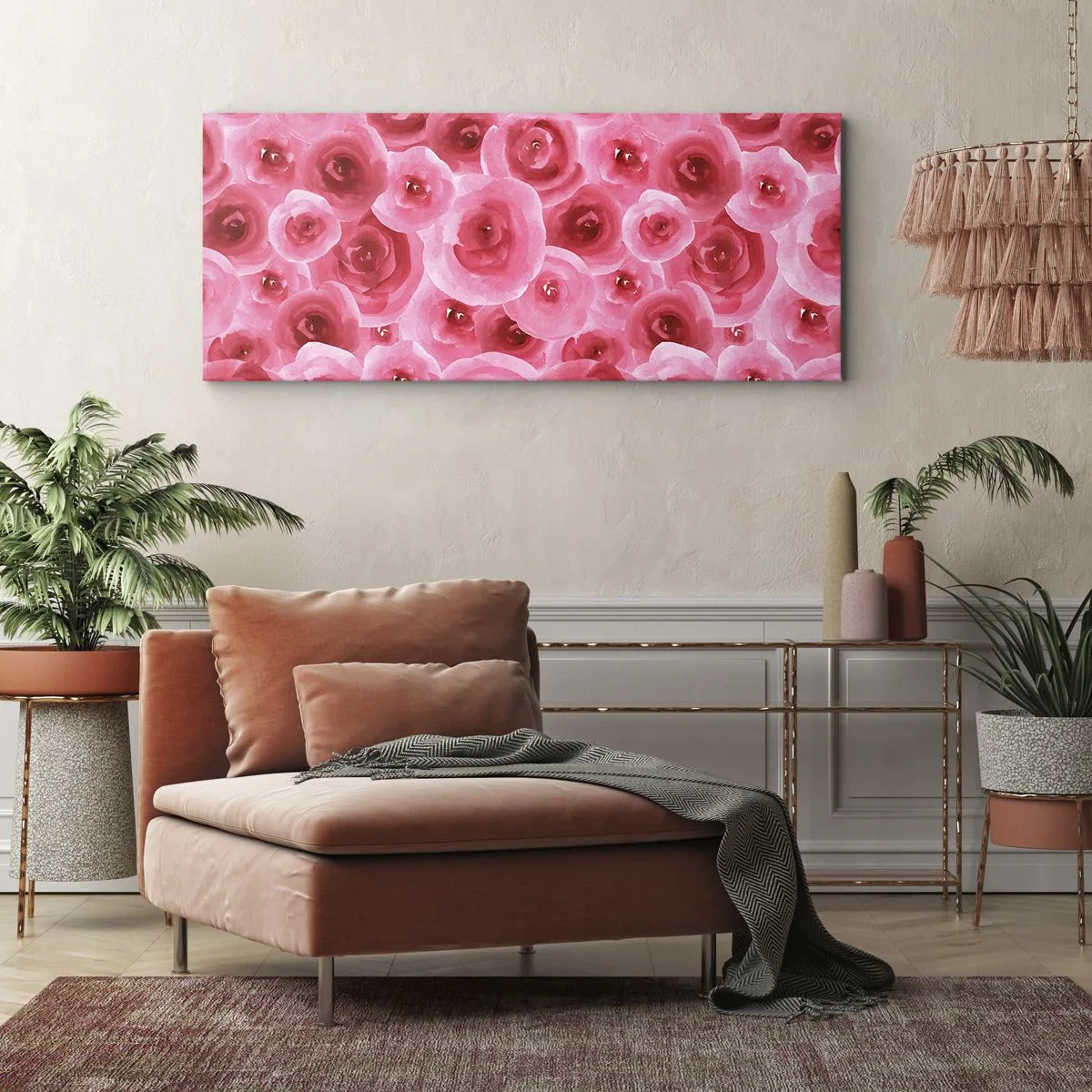 Lærredstryk - Billede på lærred - Roser under og over - 100x40 cm