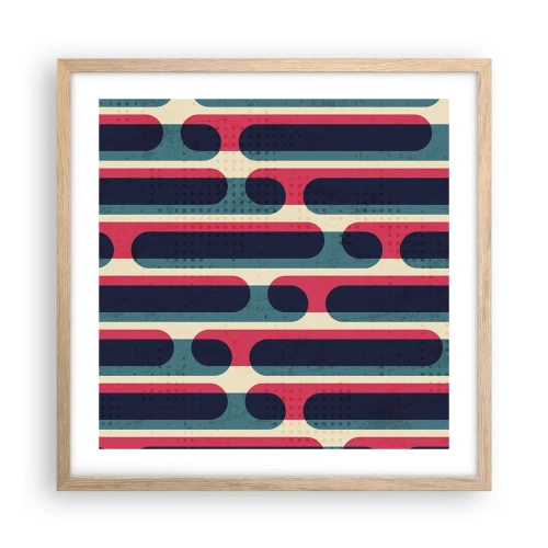 Plakat i ramme af lyst egetræ - Indad og fremad - 50x50 cm