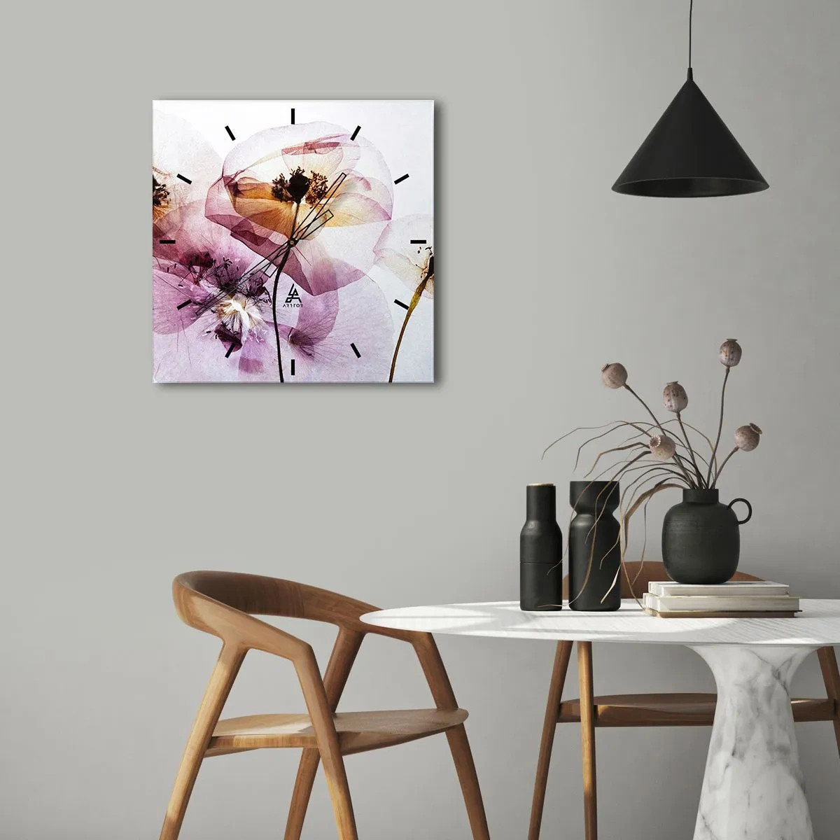 Vægur, Uret - Blomsterlegeme dias - 30x30 cm