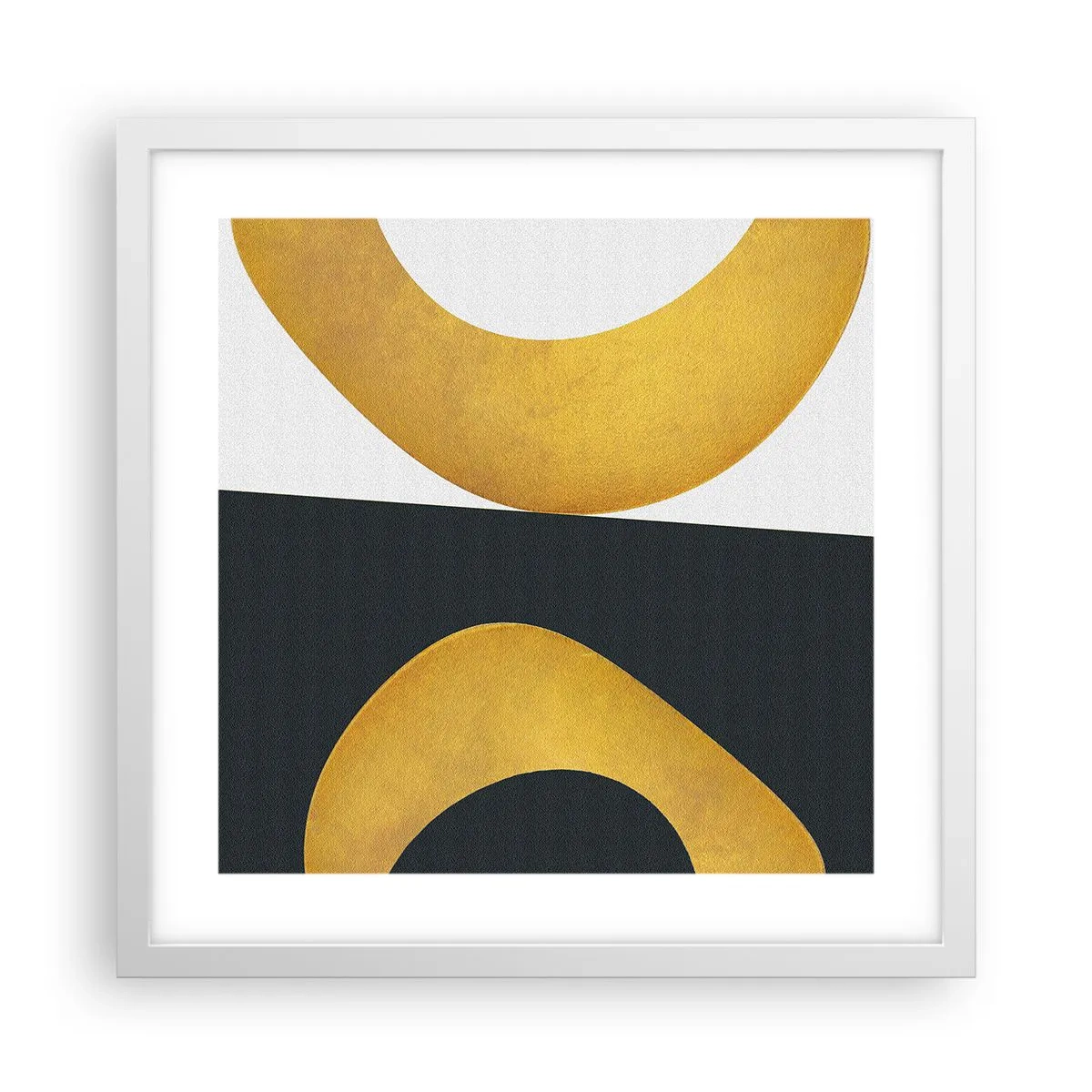 Plakat i hvid ramme - Først: guld - 40x40 cm