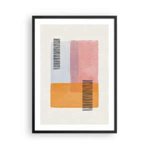 Plakat i sort ramme - Geometriske former i pastelfarver med linjeaccenter - 50x70cm - Fra hjørne til hjørne - Moderne vægdekoration til stue og soveværelse ARTTOR
