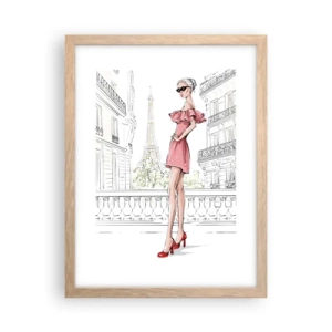 Plakat i ramme af lyst egetræ - Modens kunst - 30x40 cm