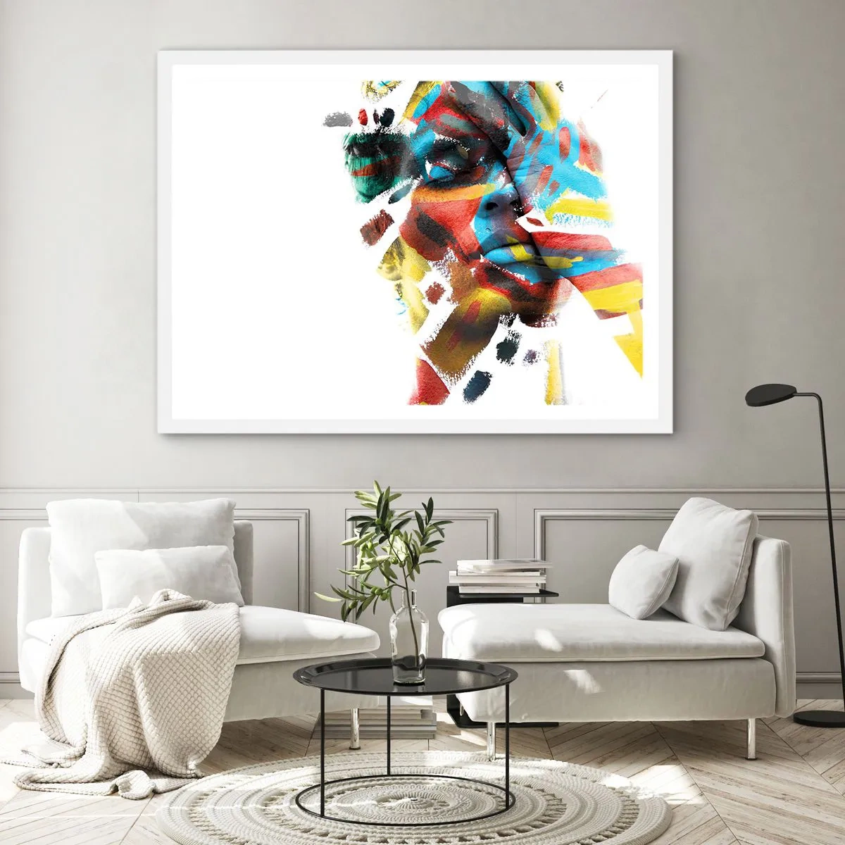 Plakat i hvid ramme - Farverig personlighed - 91x61 cm