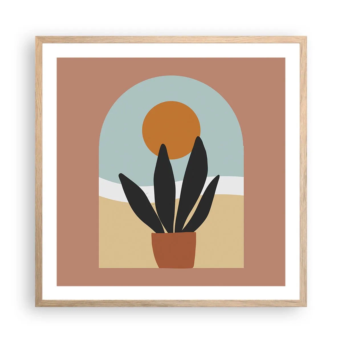 Plakat i ramme af lyst egetræ - Små glæder - 60x60 cm
