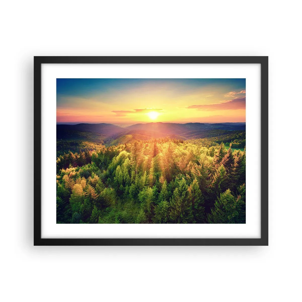 Plakat i sort ramme - Toppe og bjergtoppe - 50x40 cm