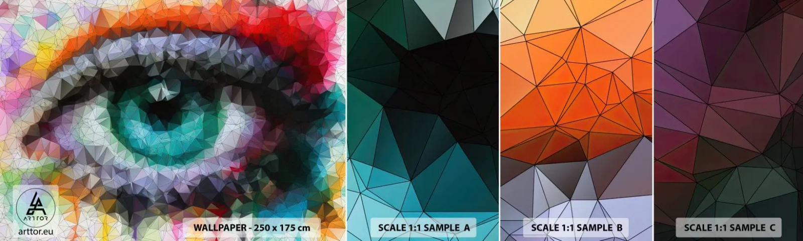 Prøve Fototapet Selvklæbende Deluxe Sticker - Krystalklar øjenskinnende glans - Abstraktion, Øje, Grafik - 100x30 cm