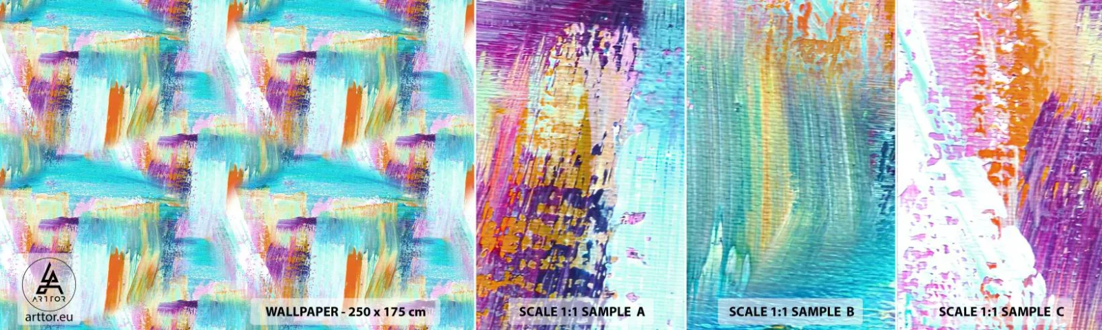 Fototapet Prøve Standard Eco - Munter mazel topper - Abstraktion, Stykke, Maleri - 100x30 cm