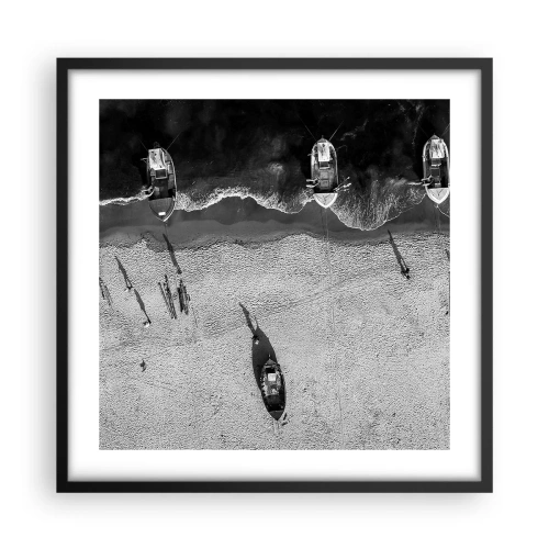 Plakat i sort ramme - Stadig på kysten... - 50x50 cm