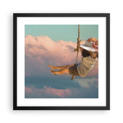 Plakat i sort ramme - Sjov i skyerne - 40x40 cm