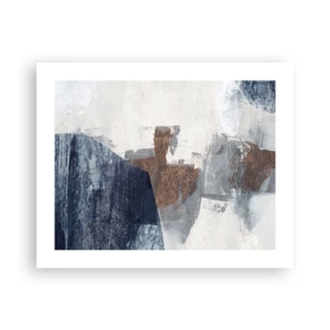 Plakat - Blåbrune former - 50x40 cm