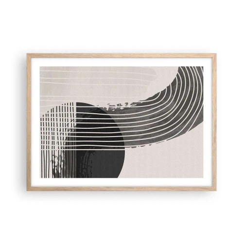 Plakat i ramme af lyst egetræ - Derhen og tilbage - 70x50 cm