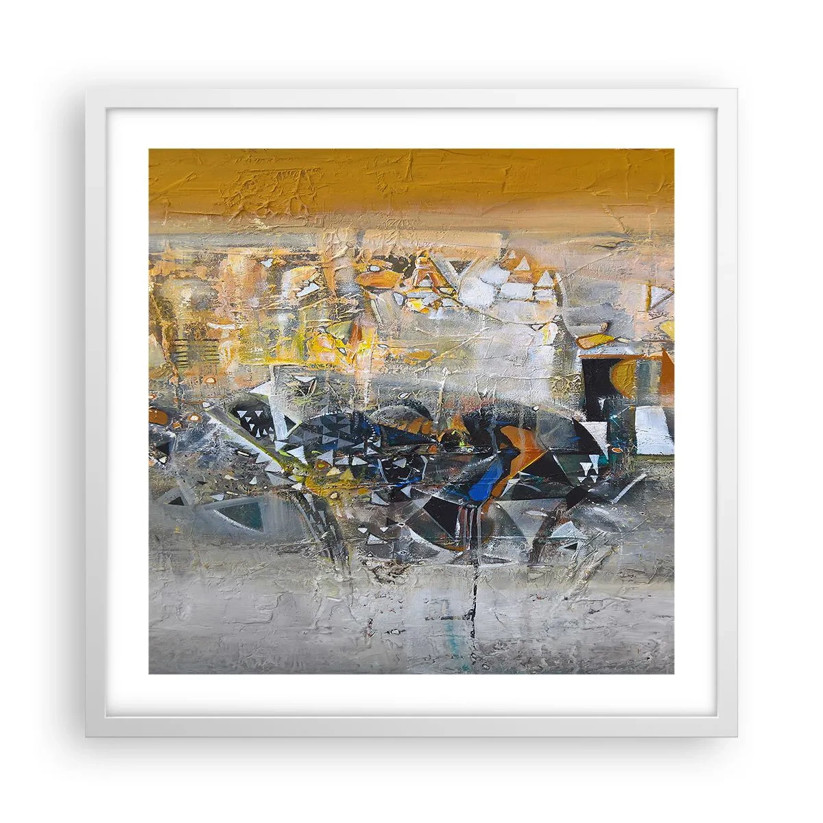 Plakat i hvid ramme - Alt vil falde på plads - 50x50 cm