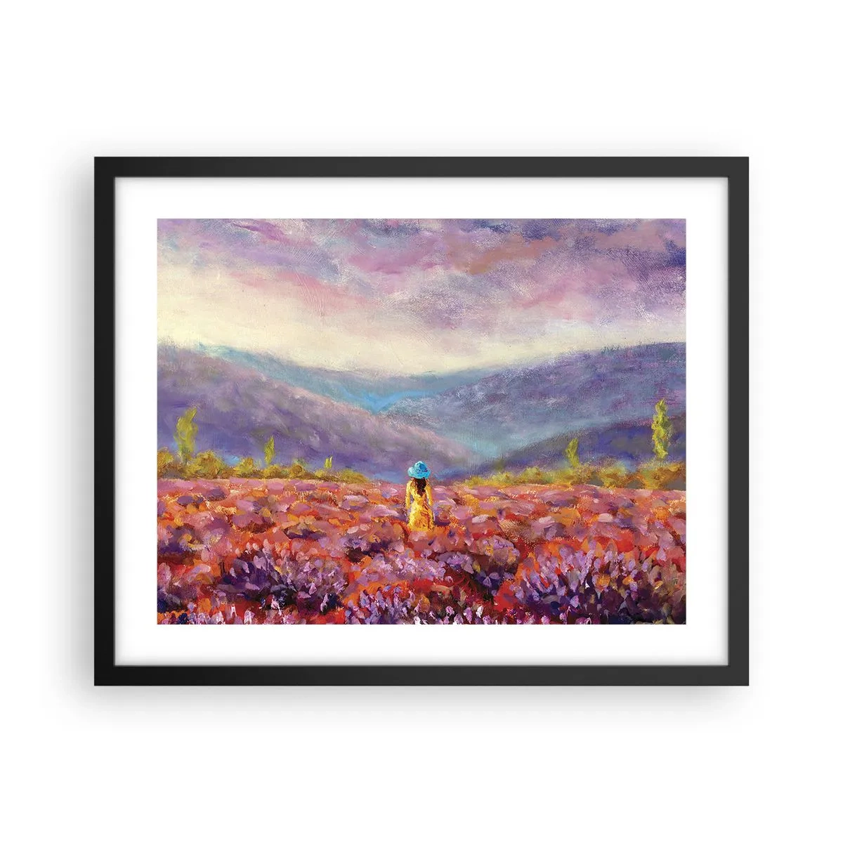 Plakat i sort ramme - I en verden af lavendel - 50x40 cm