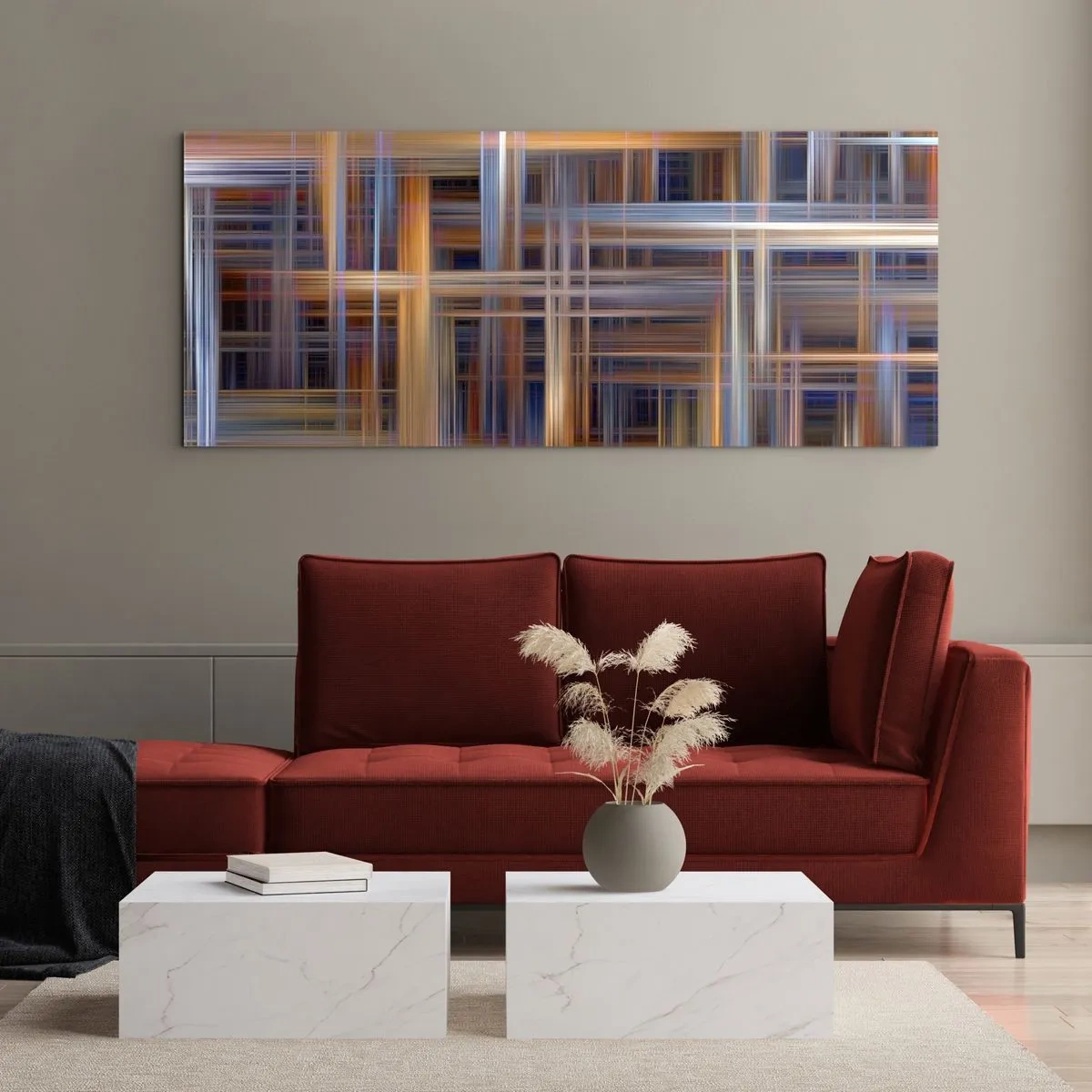 Billede på glas - Vævet af lys - 140x50 cm