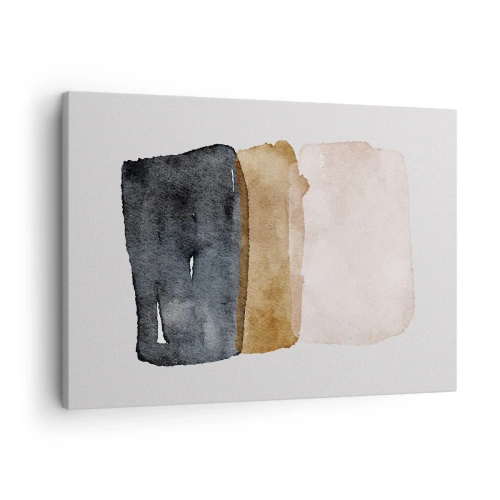 Lærredstryk - Billede på lærred - En minimalistisk komposition af tre rektangler i jordagtige nuancer. - 70x50cm - Sammensætning af jordfarver - Moderne vægdekoration til stue og soveværelse ARTTOR