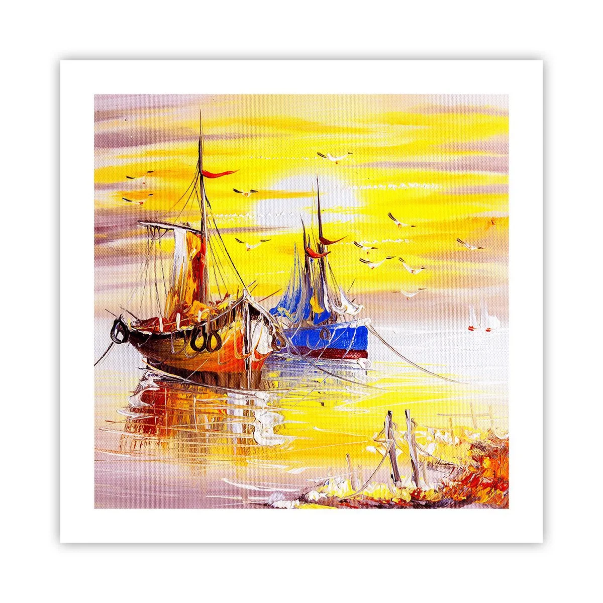 Plakat - Et velfortjent hvil i havnen - 50x50 cm