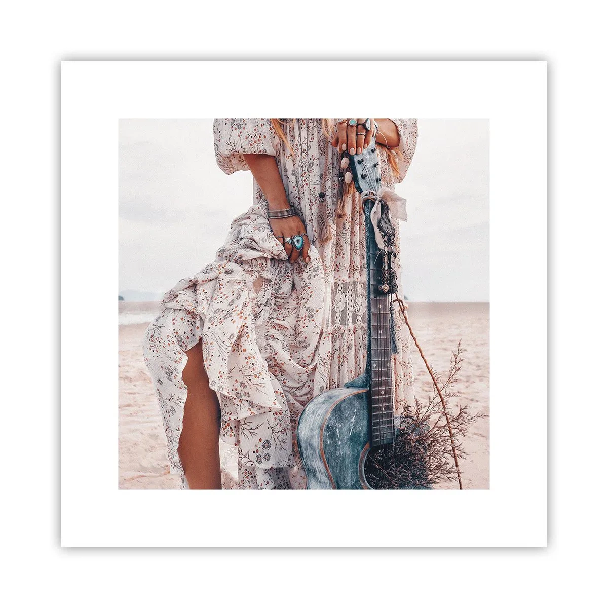 Plakat - Børn blomster på vej - 30x30 cm