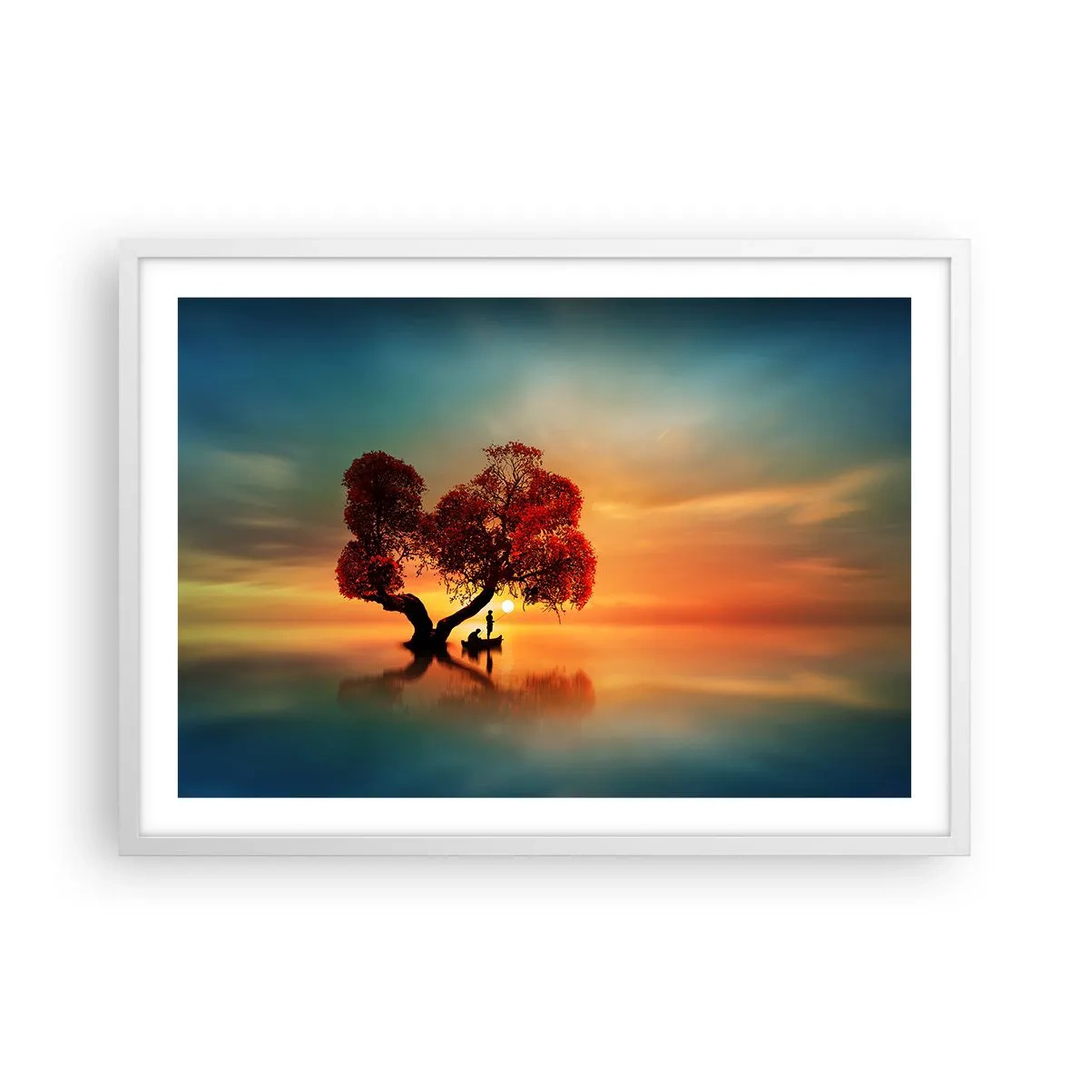 Plakat i hvid ramme - Fjern og tavs verdensløshed - 70x50 cm