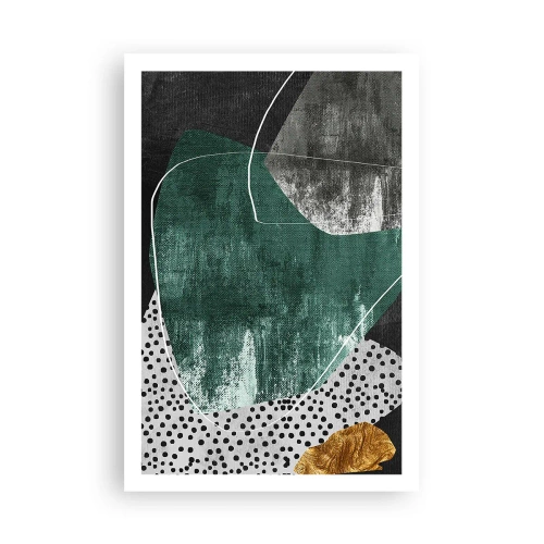 Plakat - Farverig abstraktion med en guldflager - 61x91 cm